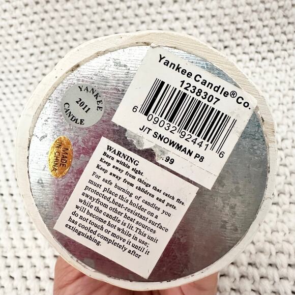 Yankee Candle Jar Candle Base Matching Topper 2011 Snowman Winter Holiday Scene - Picture 10 of 10